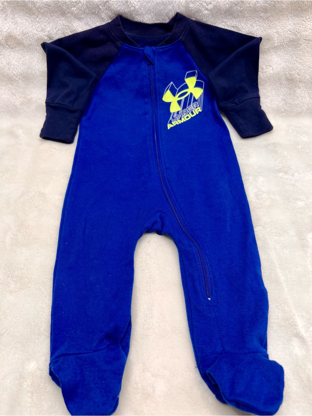 Baby Under Armour Royal Blue & Navy Footed One-Piece Romper